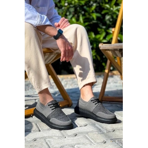 KB-042  Kuback Bağcıklı Gri Siyah Taban Günlük Erkek Ayakkabı