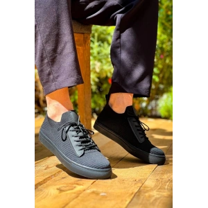 KB-110  Kuback Siyah Triko Siyah Yüksek Taban Bağcıklı Günlük Erkek Ayakkabı