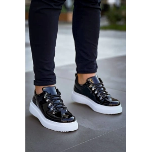 KB-X4  Kuback Siyah Rugan Yüksek Taban Bağcıklı Günlük Erkek Ayakkabı