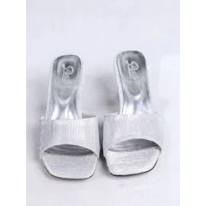 Luart Gümüş Simli Topuklu Terlik