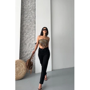 Mom fit enzim taş yıkama jeans pantolon siyah d2006