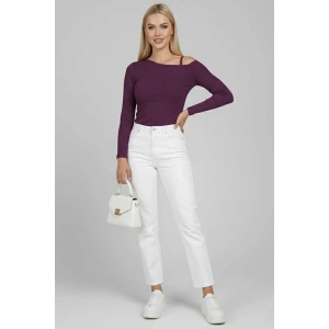 Tek Omuz İpli Bluz Mürdüm T4328