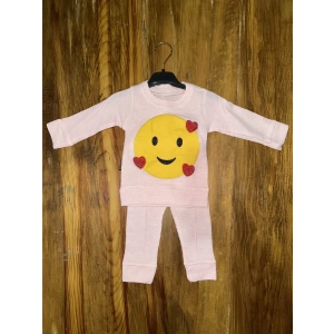 3-12 aylık emoji detalı takım pembe