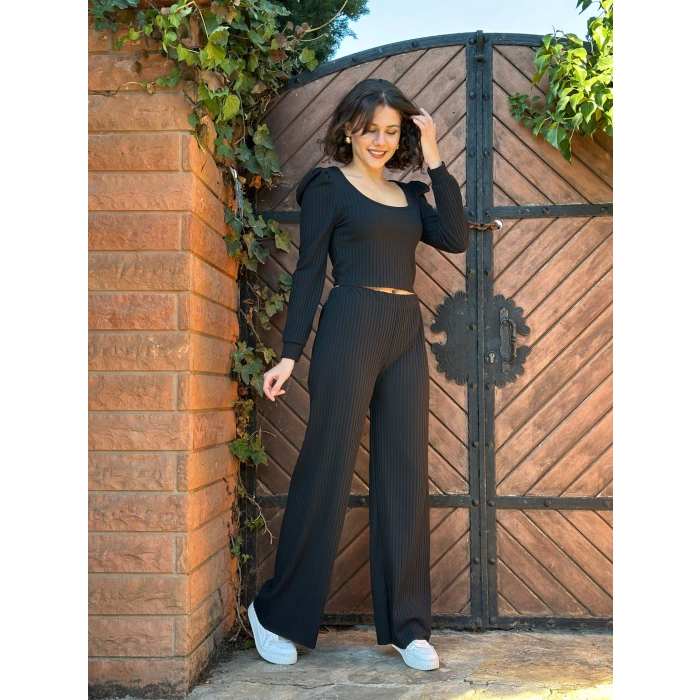 Fitilli prenses kol alt üst takım siyah