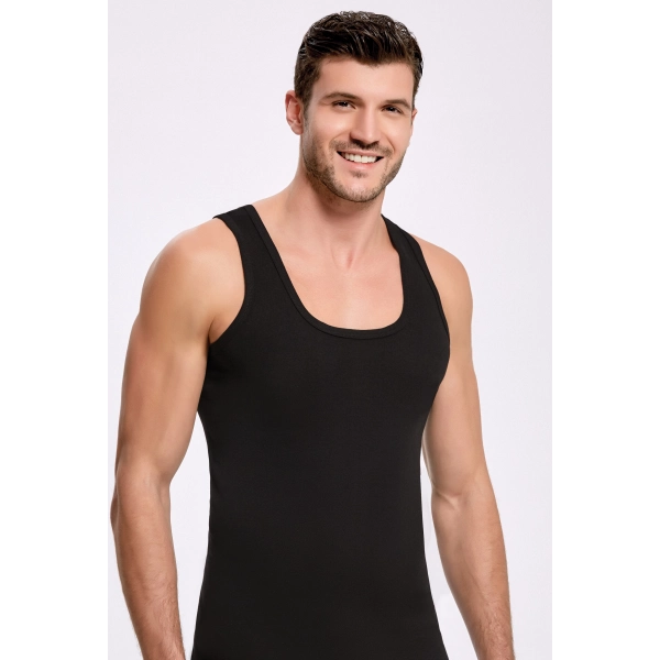 Doğan Yıldız 1311 Lüks Ribana (Likralı) Erkek Askılı Atlet Siyah 3 lü