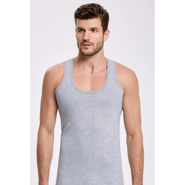 Doğan Yıldız 1312 Lüks Ribana (Likralı) Erkek Askılı Atlet Gri 3 lü