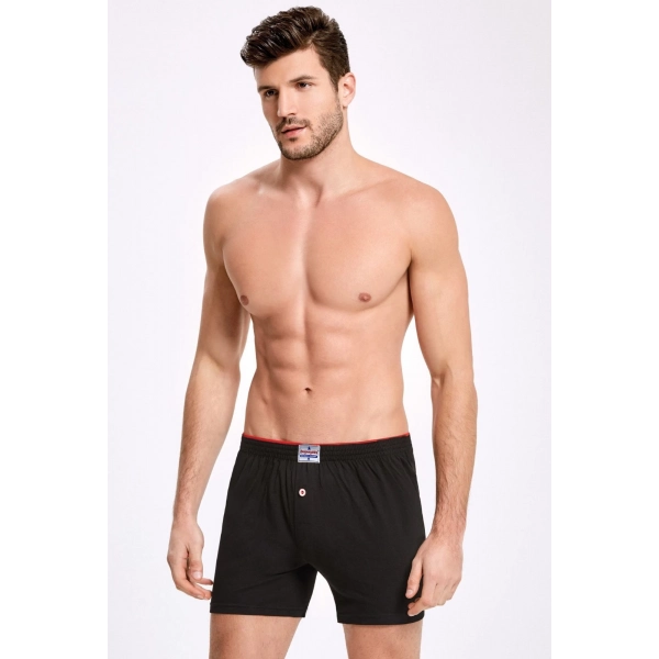Doğan Yıldız 2231 Havlu Bel Rahat Kesim Boxer Siyah 6 lı Paket