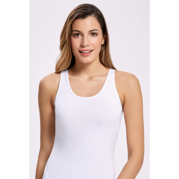 Doğan Yıldız 4350 Geniş Askılı Düz Esnek Likralı Kadın Atlet 6 lı