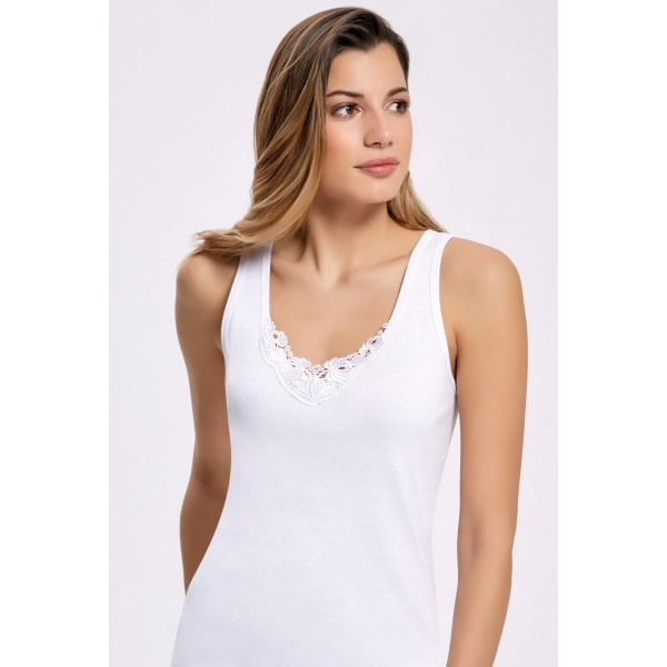 Doğan Yıldız 4450 Geniş Askılı Küpürlü Esnek Likralı Kadın Atlet 3 lü