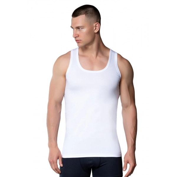 Gümüş 3001 Penye Erkek Askılı Düz Atlet Beyaz