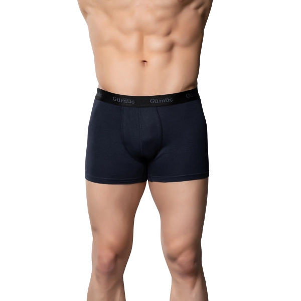 Gümüş 3074 Likralı Düz Vücudu Saran Erkek Boxer Lacivert 6 lı Paket