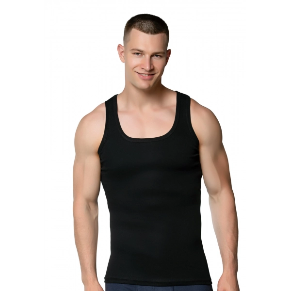 Gümüş 4003 Penye Erkek Askılı Düz Atlet Siyah 6 lı Paket