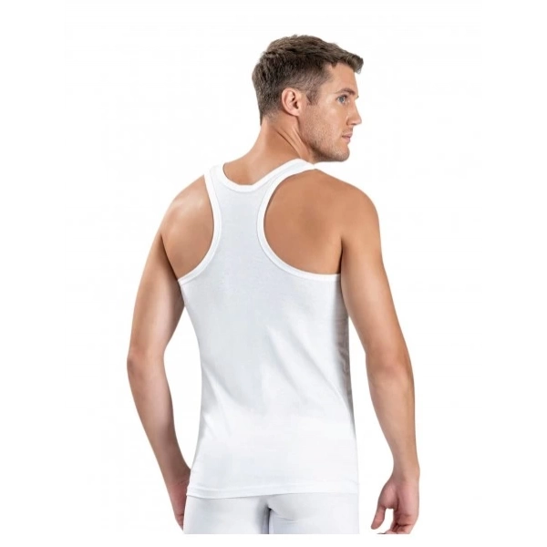 Gümüş 4019 Ribana (likralı) Erkek Arkası Çapraz Atlet Beyaz