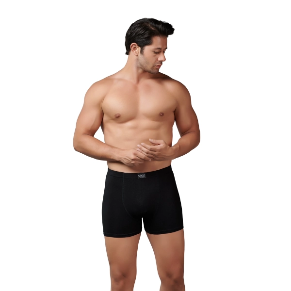 Gümüş 7009 Modal Likralı Erkek Boxer Siyah 3 lü Paket