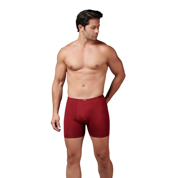 Gümüş 8007 Bambu Erkek Boxer Bordo 3 lü Paket