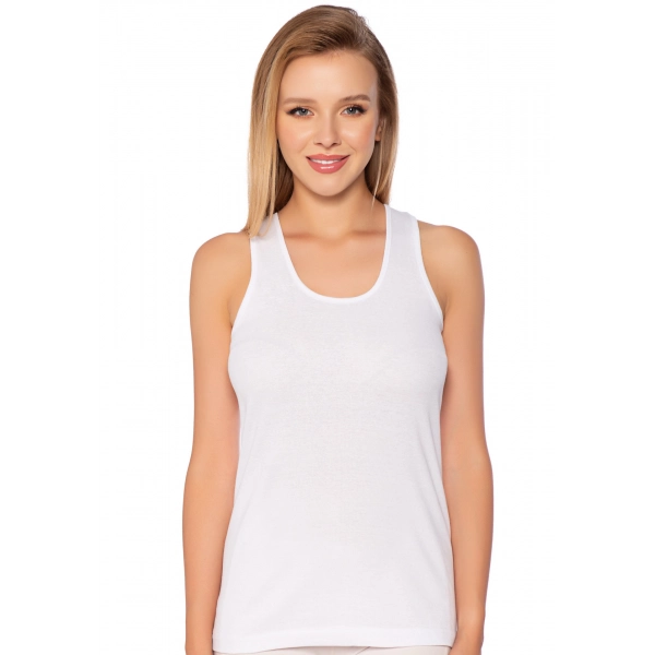 Gümüş Geniş Askılı Düz Ribana (likralı) Kadın Atlet