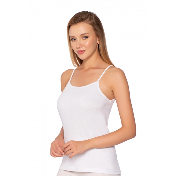 Gümüş İp Askılı Düz Ribana (likralı) Kadın Atlet 6 lı Paket