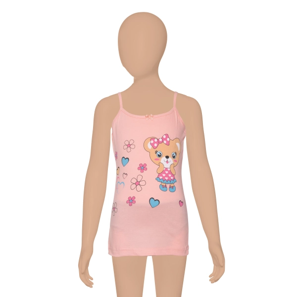 Gümüş Kız İp Askılı Renkli Baskılı Atlet 3 lü Paket