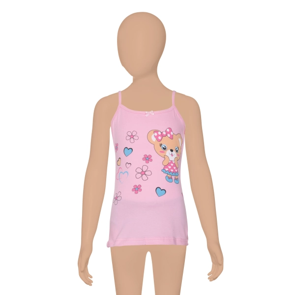 Gümüş Kız İp Askılı Renkli Baskılı Atlet 3 lü Paket