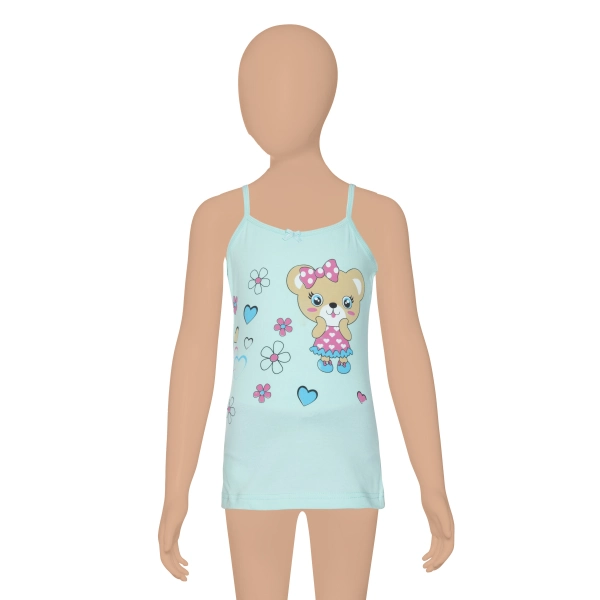 Gümüş Kız İp Askılı Renkli Baskılı Atlet 6 lı Paket