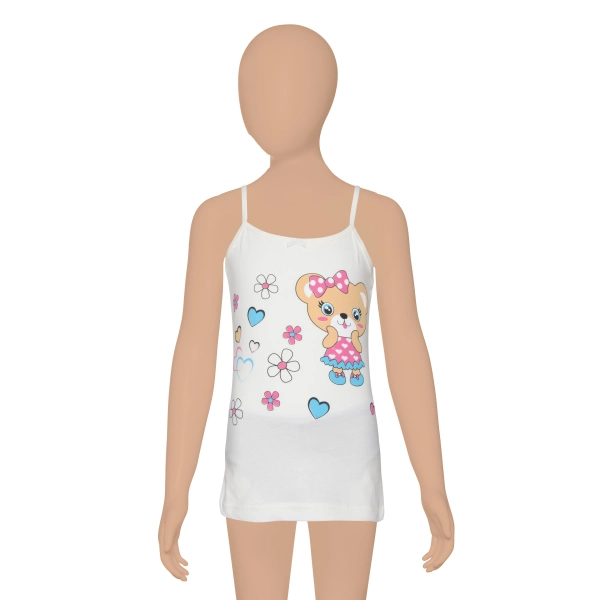 Gümüş Kız İp Askılı Renkli Baskılı Atlet 6 lı Paket