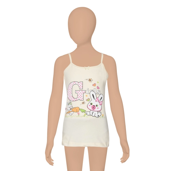 Gümüş Kız İp Askılı Renkli Baskılı Atlet