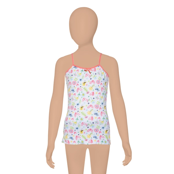 Gümüş Kız İp Askılı Renkli Empirme Desenli Atlet 3 lü Paket