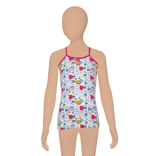 Gümüş Kız İp Askılı Renkli Empirme Desenli Atlet 6 lı Paket