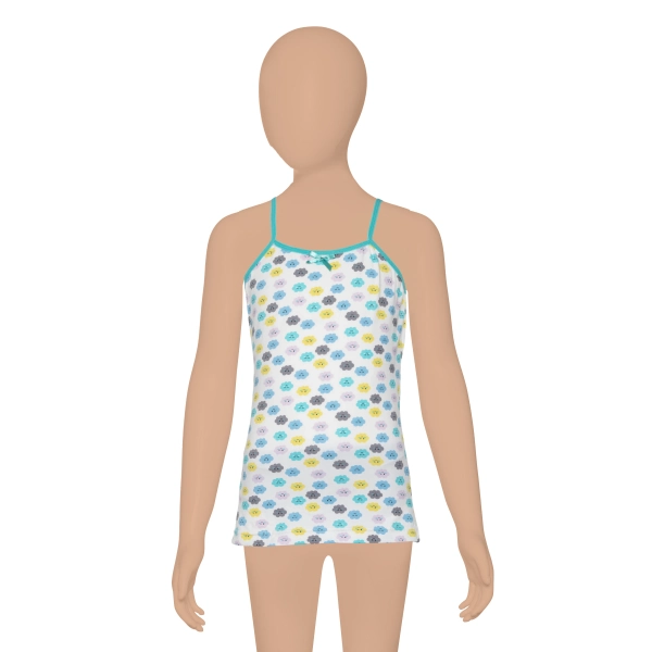 Gümüş Kız İp Askılı Renkli Empirme Desenli Atlet