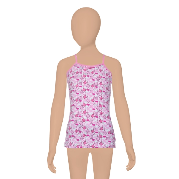 Gümüş Kız İp Askılı Renkli Empirme Desenli Atlet