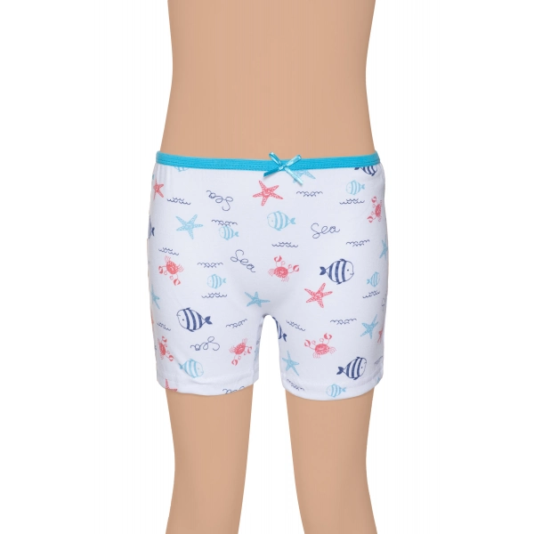 Gümüş Kız Renkli Empirme Desenli Boxer 6 lı Paket