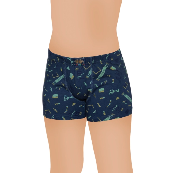 Gümüş Likralı Empirme Desenli Çocuk Boxer