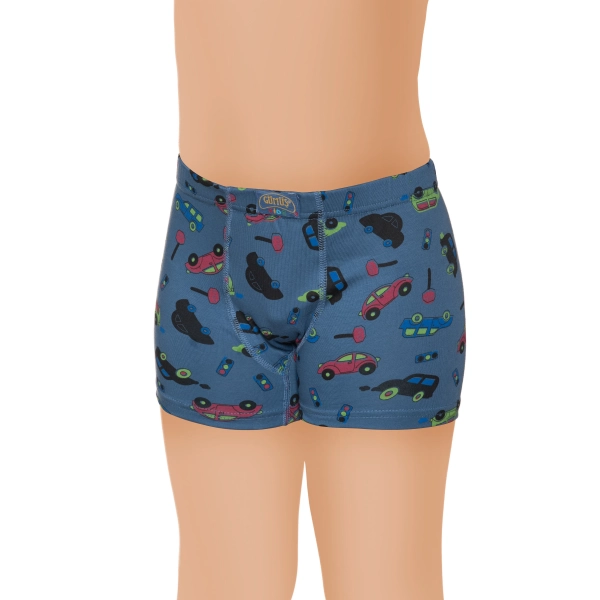 Gümüş Likralı Empirme Desenli Çocuk Boxer 6 lı Paket