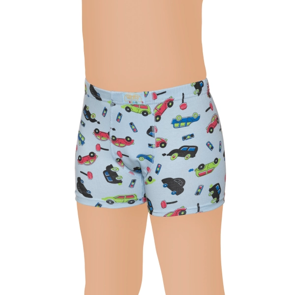 Gümüş Likralı Empirme Desenli Çocuk Boxer