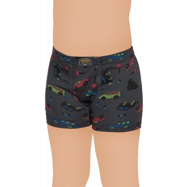 Gümüş Likralı Empirme Desenli Çocuk Boxer