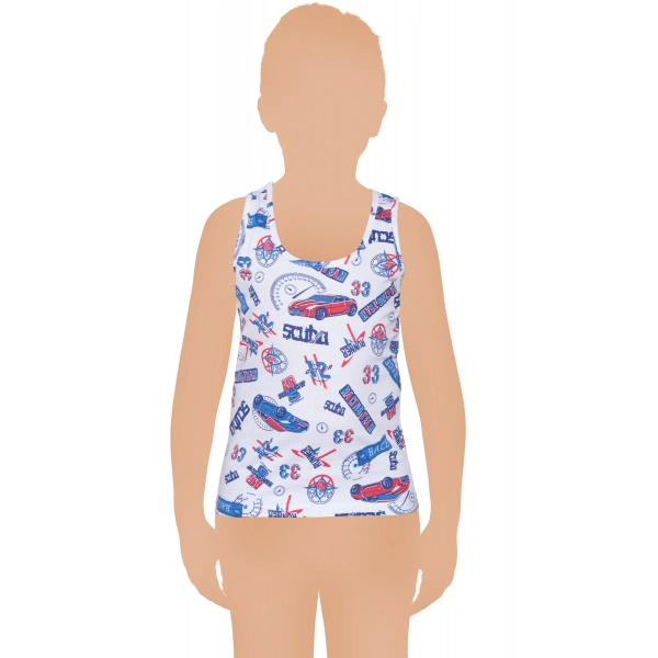 Gümüş Likralı Empirme Desenli Erkek Çocuk Atlet