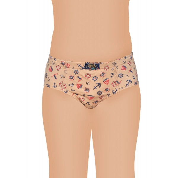 Gümüş Likralı Empirme Desenli Erkek Çocuk Slip Külot