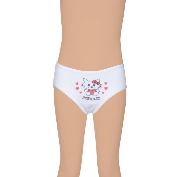 Gümüş Ribana (Likralı) Kız Baskılı Slip Külot 3 lü Paket