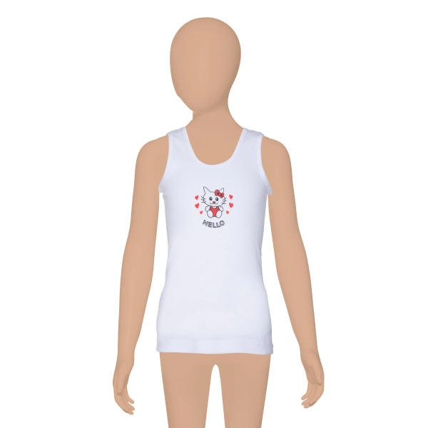 Gümüş Ribana (Likralı) Kız Geniş Askılı Baskılı Atlet 6 lı Paket