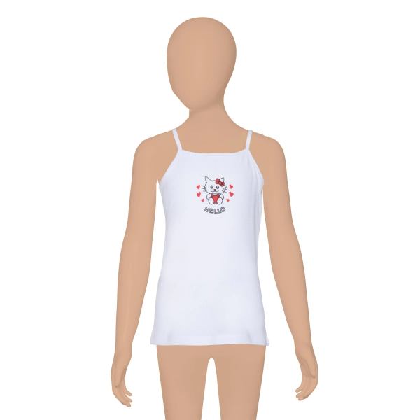 Gümüş Ribana (Likralı) Kız İp Askılı Baskılı Atlet