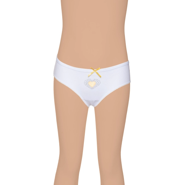 Gümüş Ribana (Likralı) Kız Taşlı Slip Külot 3 lü Paket