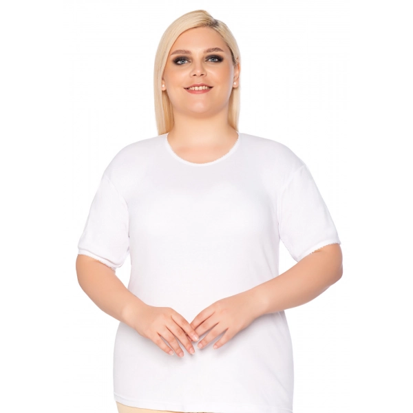 Gümüş Yarım Kollu Ribana (likralı) Kadın Anne Atlet