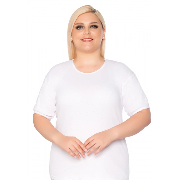 Gümüş Yarım Kollu Ribana (likralı) Kadın Anne Atlet 6 lı Paket