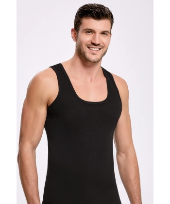 Doğan Yıldız 1311 Lüks Ribana (Likralı) Erkek Askılı Atlet Siyah 6 lı