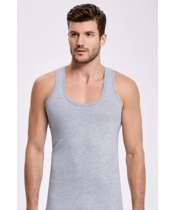 Doğan Yıldız 1312 Lüks Ribana (Likralı) Erkek Askılı Atlet Gri 3 lü