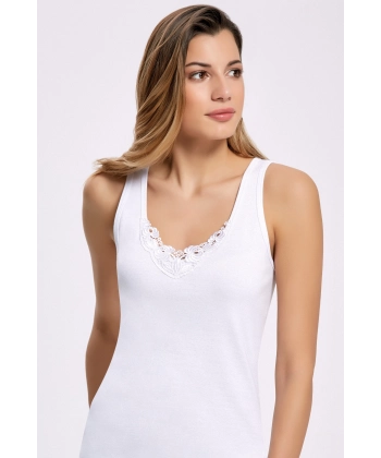 Doğan Yıldız 4450 Geniş Askılı Küpürlü Esnek Likralı Kadın Atlet 6 lı