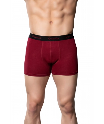 Gümüş 3074 Likralı Düz Vücudu Saran Erkek Boxer Bordo