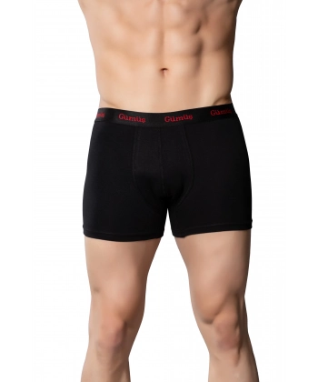 Gümüş 3074 Likralı Düz Vücudu Saran Erkek Boxer Siyah