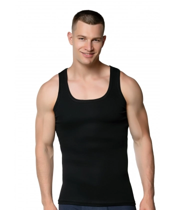 Gümüş 4003 Penye Erkek Askılı Düz Atlet Siyah 3 lü Paket