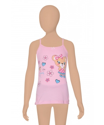 Gümüş Kız İp Askılı Renkli Baskılı Atlet 3 lü Paket